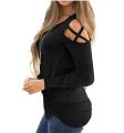 (Customized) 11.11 SALE EXPORT Quality Cross Shoulder Ladies Shirt full sleeve t shirt, t shirts for women, shirts for women, womens blouses, ladies t shirt, ladies black t shirts. 
