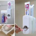 Toothpaste Dispenser with Wall Mounted Toothbrush Holder. 