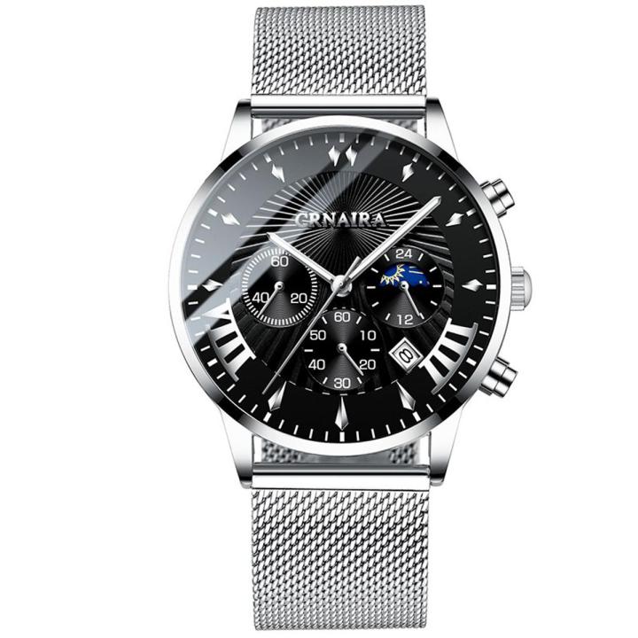 New CRNAIRA C829 Men' Quartz Watch tainle teel Meh Watche Calendar Writwatch for Men
