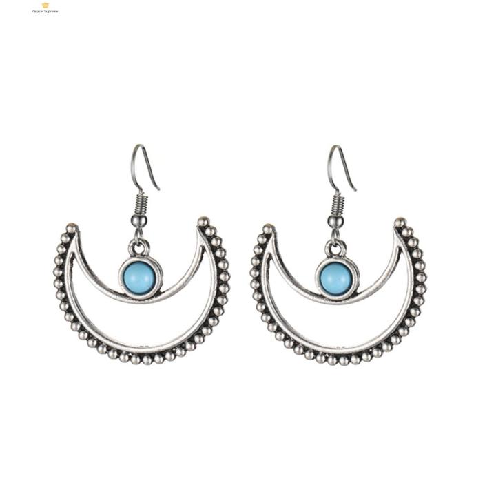 Quasar Trendy Faux Turquoise Earrings Shimmering Moon Dangle Earrings Hypoallergenic Lightweight Jewelry Gift for Women Style Women Earrings