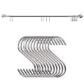 Wall Mount Kitchen Railing Set Utensils Pot Hanging Hooks Organizer With Rod. 
