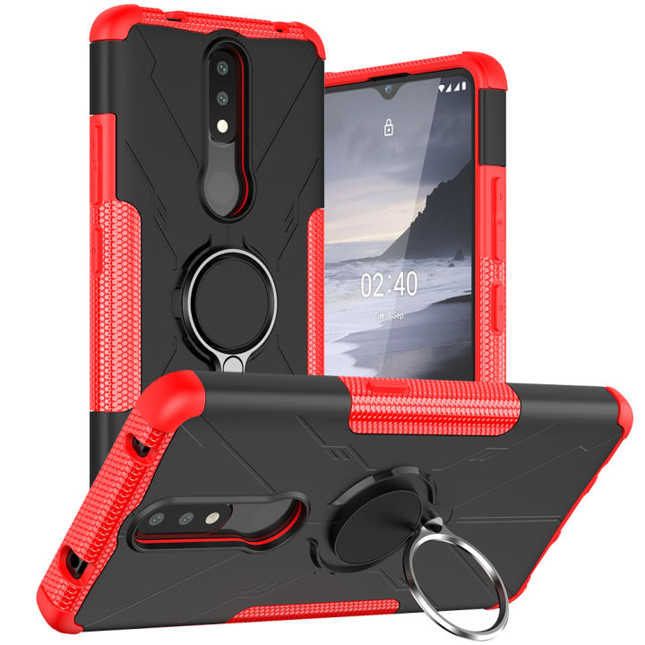 For Nokia 2.4 Case TPU PC Luxury Ring Back Cover Stand Armor ShockProof Bracket Case For Nokia 2.4 Phone Case