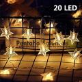 Led Star Fairy lights Battery Operated 1 String 20 Stars Each Star Size 1 Inches Warm White. 