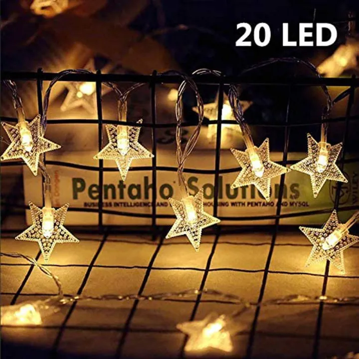 Led Star Fairy lights Battery Operated 1 String 20 Stars Each Star Size 1 Inches Warm White