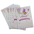 Mermaid Invitation Cards - 4 Inch By 3 Inch - Invitation Cards - Mermaid Theme - Purple - Girls - Pack Of 8. 