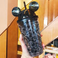 Creative Mickey Mouse Ice Cup: Acrylic Mason Jar with Straw & Lid (450ml) - Cold Beverages, Crushed Ice, Ice Cream. 