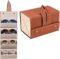 4 | 5 | 6 Slots Leather Sunglasses Case Portable Sunglasses Organizer Travel Eyeglasses Holder Storage for Women Men. 