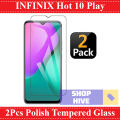 Pack of 2 - Infinix Hot 10 Play Tempered Glass Screen Protector Polish Glass. 
