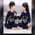 Baby Navy Blue Smile Print Night Suit. 