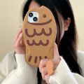 Cute Cartoon Animal 3D Taiyaki Fish Phone Case For iphone 15 14 13 12 11 Shockproof Bumper Soft bubble Phone Cover kids. 