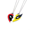 2pices/set Movie Deadpool Best Friends Necklace Wolverine Mask Half Love Heart Combination Pendant Choker For Friends Jewelry. 