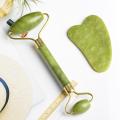 Original Natural Jade Facial Roller and Gua Sha Stone Set，Beauty Cosmetic Facial Skin Roller Massager Tool for Facial Massage, Face Lift, Anti-Wrinkles-Green. 