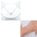 Single Pearl Moti Golden Chain Necklace + Bracelet for Girls. 