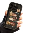 Painted Bear for Samsung A32 Phone case A21S Stereo Coffee A51 Creative Cartoon Protective Cover. 