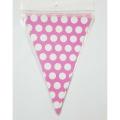 PINK POLKA DOT THEME FLAGS BANNER - PINK POLKA DOT BUNTINGS - PACK OF 10. 