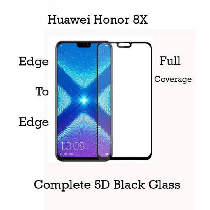 Honor 8X Glass Protector 9D|5D|6D|10D|11D|21D Black Tempered Glass Screen Protector Full Glue Edge To Edge For Honor 8X - Black