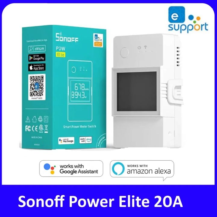 Sonoff POW Elite 20A Smart WiFi Switch – Energy Monitoring Power Meter – Real-time Current, Voltage, Power Usage Tracker – 20A High Load Smart Switch – Compatible with eWeLink App