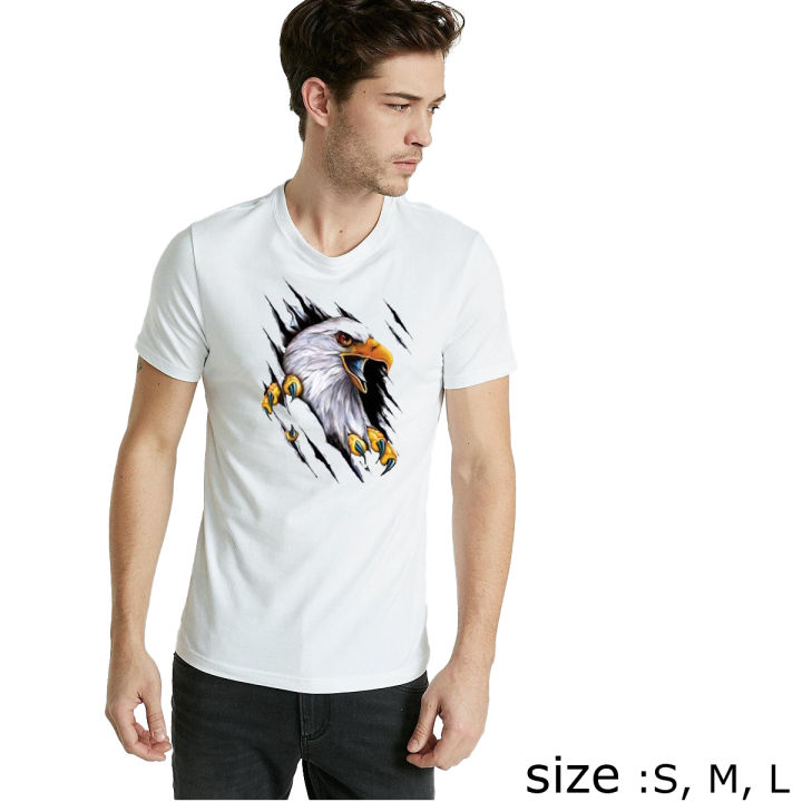 New Fashion 3D Bald Eagle Logo white color Shirt
