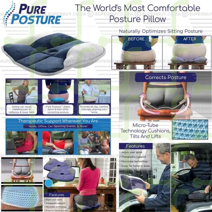 Chair Sitting Cushion for Proper Posture in Home Office Back Pain Relief and Orthopedic Cushion Daraz.pk