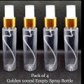 (Pack of 4) 100ML Empty Plastic Spray Bottles Golden Refillable & Reusable Bottles for Face Rose Water, Hair, Toner etc Transparent Travel Size Spray Bottles / Cosmetic Makeup Fine Mist Spray Bottle Empty. 