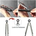 Stainless Steel Cooking Tongs Kitchen Silicone Serving Tongs Heat Resistant Meat Turner Spatula Tongs with Locking Handle Joint, Black. 