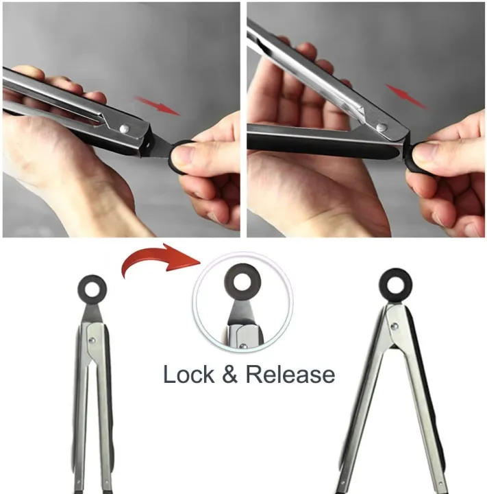 Stainless%20Steel%20Cooking%20Tongs%20Kitchen%20Silicone%20Serving%20Tongs%20Heat%20Resistant%20Meat%20Turner%20Spatula%20Tongs%20with%20Locking%20Handle%20Joint,%20Black%20-%20Image%205