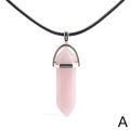 Natural Stone Necklace Hexagonal Column Pendant Natural Crystal Pendants Hexagonal Column Bullet Hexagonal Women. 