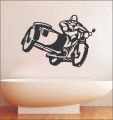 Motorcycle with Side car Wall Decal Motor bike Vinyl Sticker Home Bike Racing Interior Decor Garage Wall Design by elegant decor #4746. 