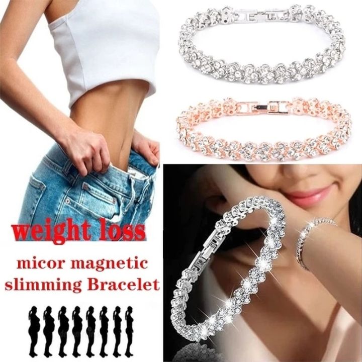 Fashion Women's Crystal Bracelet Gold and Silver Rose Gold Color Bracelet Weight Loss Magnetic Therapy Bracelet Health Jewelry