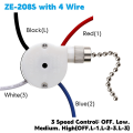 3 Pcs Ze-208S E89885 3 Speed 4 Wire Pull Chain Switch Ceiling Fan  Switch Replacement Part,B. 