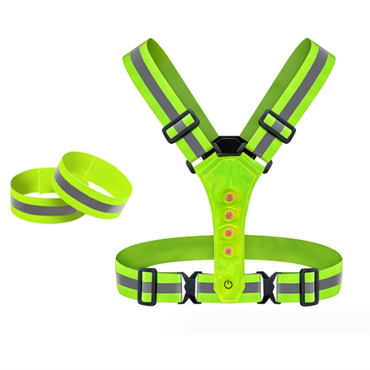 LED Reflective Vest Running Gear, High Visibility Running Vest USB Rechargeable Running Lights for Runners with Armbands Easy Install