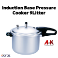 Induction Base Pressure Cooker 9 Liter  Induction Base, Triple Safety Lock, Heavy Gauge for Biryani, Beef & Daal – Stainless Steel + Aluminum. 