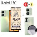 Redmi 13C Anti-Spy Privacy Ceramic film Screen Protector For Redmi 13C 12 12C 10A 10C 10 Note 12 4G 13 Pro Plus Pro+ 12S 5G 3 in 1 Screen Protector Glass Film and Camera Protector. 