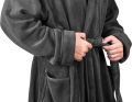 Bathrobes For Men Fleece Hooded Dressing Gown Super Soft Cozy Hooded Plush Loungewear. 