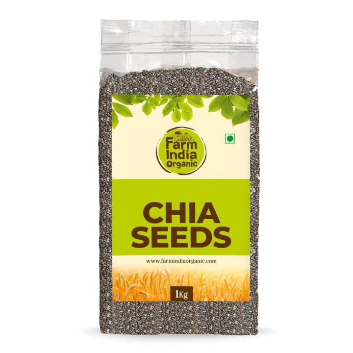 Farm India Organic Chia Seeds | Certified Gluten Free| Vacuum Packed | 1 kg | Natural.