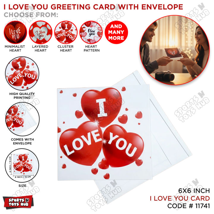I Love You Greeting Card with Envelope Collection Romantic Love Card ...