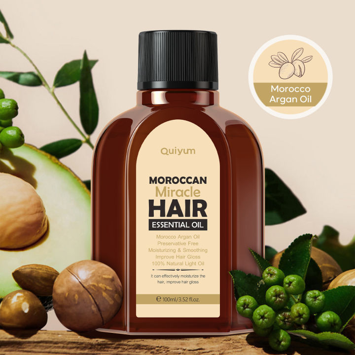 QUIYUM Miracle Hair Essence Moroccan Argan Oil Smooth Repair Split Ends Hair Serum 100ml