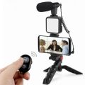 Video Making kit, with tripod stand, Microphone, Led Light, Mobile Holder ALL IN ONE VLOGGING Kit Tripod Shoot Video Ay-49 Video Making Vlogging Kit Tripod. 