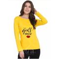 Full sleeves yellow girl power t.shirt for girls and women's. 
