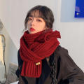 Winter Thickened Thermal Knitted Scarf for Women Men Solid Color Korean Warmer Long Size Scarve Christmas New Year Gifts Unisex. 