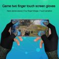 1 Pair - Two Finger Gaming Gloves Breathable Anti-Sweat Compatible For Pubg , Free Fire Touch Screen Fingertips - Full Hand Pubg Gloves Pair Triggers Fire Button Anti-Sweat Breathable Thumb Gloves Sleeve With Extra Grip for Gaming And Daily Use. 