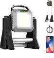Multifunctional Work light Adjustable color Temperature Rechargeable LED Work Light with Stand, Cordless Work Light 10AH Battery, Power Bank 750/1500/3000 Lumen, 2700/8000K Dimmable ( 128 White light SMD / 128 Yellow Light SMD / 20 Red light SMD. 