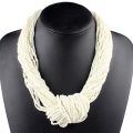 Claire Jin Small Beads Knot Necklaces Women Bohemian Jewelry Fashion Multi Layer Vintage Handmade Choker, 26 colors. 