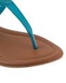 Turquoise Faux Leather Braided T-Strap Sandals. 