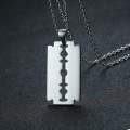 Vnox Unique Shaving Blade Pendant For Men Necklace Stainless Steel Casual Plain Male Jewelry With 20"/24" Chain. 