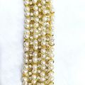 1 yard/double layers Golden pearl and rhinestone lace/applique beaded handmade for girls and women. 