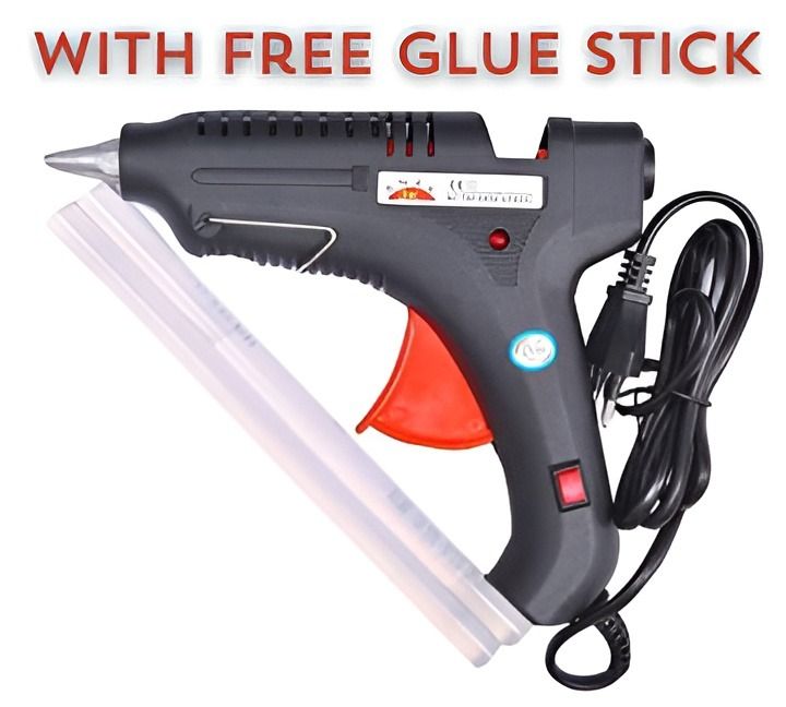 Electric Glue-Gun - 100w Glue-Gun With 1 (Free) Glue-Stick Professional Hot Melt GlueGun With On\Off Button