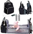 Baby Infant Nappy Changing Bag Portable Large Capacity Folding Crib Diaper Backpack Stroller Straps for Travel Multifunctional-Black Color. 