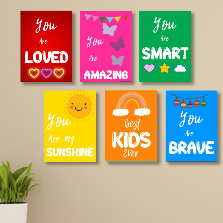 set of kids room wall art sticky canvas frames phototiles