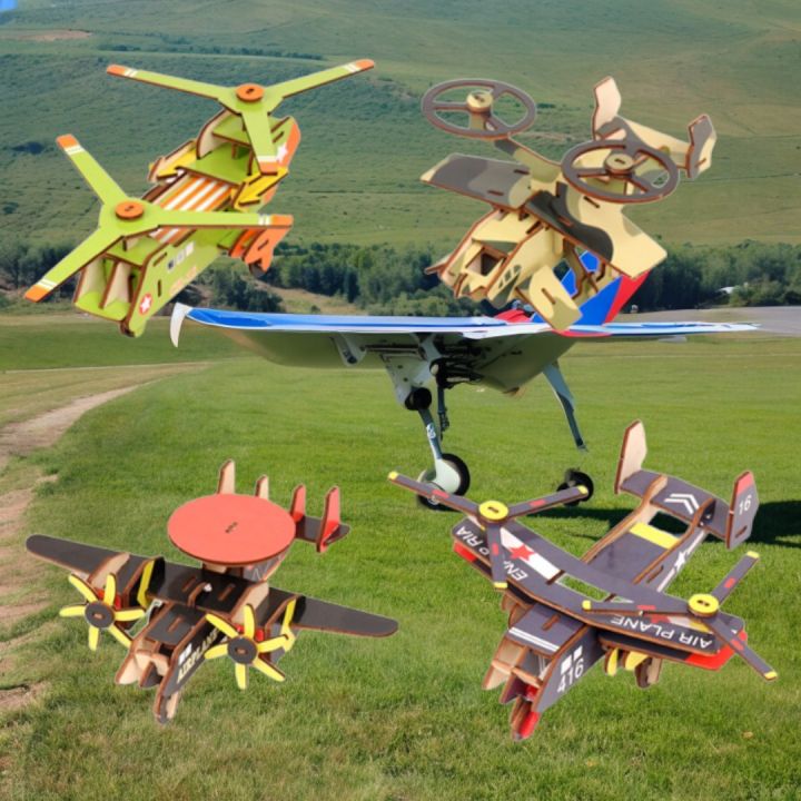 Airplane Assembly 3D Wooden Model - DIY Educational Development Puzzle Toy